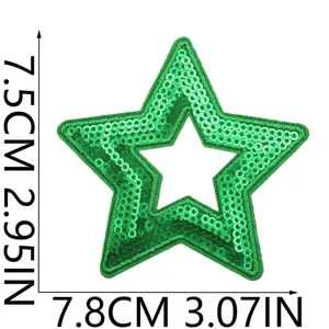 Écusson brodé étoile à paillettes verte insigne DIY pour vêtement veste sac à dos