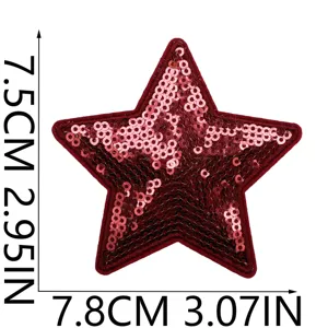 Étoile patch sequins rouge pour décoration de vêtements DIY, insigne brodé pour sac à dos