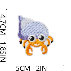 Süßer Eremitkrebs Stickerei Aufnäher Ozean Motiv Bügelbild DIY Kleidung Zubehör 5cm
