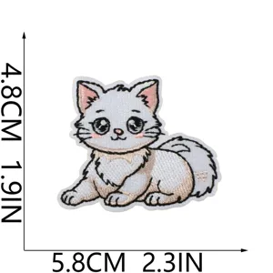 Niedlicher Katzen Stickerei Aufnäher zum Aufbügeln DIY Applikation für Taschen Kleidung.