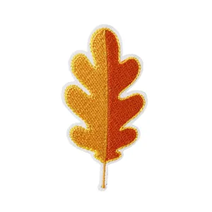Cute embroidered autumn oak leaf patch for clothing repair and DIY craft decoration.