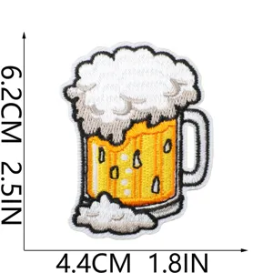Beer glass embroidered patch badge apparel accessory DIY decorative sew on iron on sticker