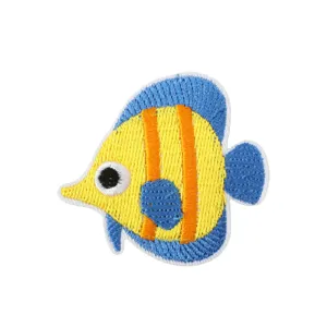 Bunter tropischer Fisch bestickter Aufnäher niedliche Cartoon Fisch Kleidung DIY Aufnäher