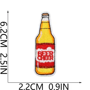 Beer bottle embroidered patch DIY iron on clothing badge decorative accessory 6.2cm