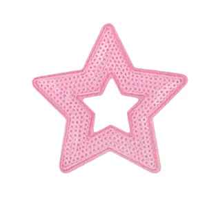 Toppa ricamata stella paillettes rosa termoadesiva fai da te vestiti zaino decoro
