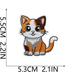 Süßes Schildpatt-Katze Stickerei Aufnäher DIY Bügelbild für Kleidung Taschen Deko.