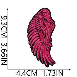 Leather angel wing embroidery patch iron-on applique for DIY canvas bags and clothing.