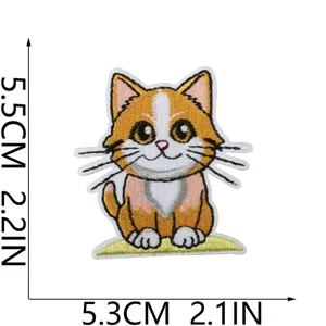 Süßer Katzen Stickaufnäher für Kleidung und Taschen, hochwertige DIY Stickerei Abzeichen.