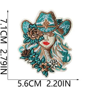 Western cowgirl embroidered patch iron on badge for denim jacket jeans hat DIY decoration