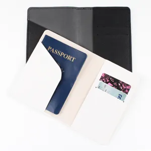 Cross grain leather passport holder multi-functional card slot travel document case.