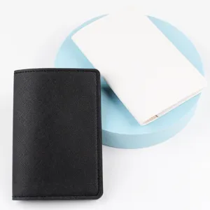 Cross grain leather passport holder set document organizer black and white travel case