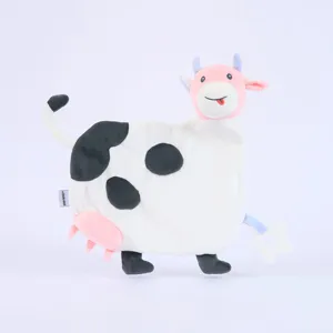 Baby Soothing Towel Plush Toy Cute Cow Stuffed Animal With Teether Soft Comfort Blanket Newborn Sleep Doll