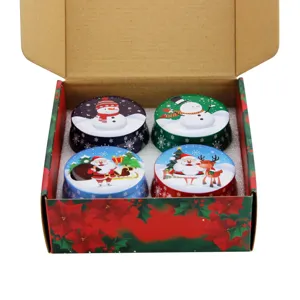 Christmas metal storage tins set of 4 decorative gift boxes for candle tea candy packaging