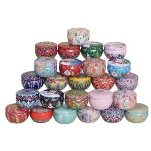 4.4OZ Rotondo Metallo Latta Candela Vaso, Decorativo Tè Caramella Regalo Scatola Contenitore