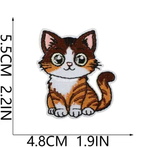 Süßer Katzen-Stickaufnäher für DIY-Kleidung, Taschen und Accessoires. Einfaches Aufbügeln.
