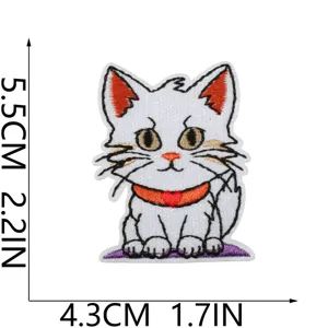 Süßes weißes Katzen Stickerei Aufnäher DIY Kleidung Zubehör dekorative Abzeichen Applikation Design