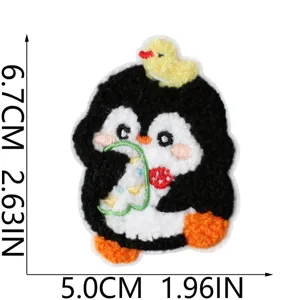 Cute penguin embroidered patch for clothing, DIY iron-on applique for jackets and bags.
