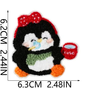 Cute penguin embroidered iron-on patch for kids clothing hoodie jacket DIY decoration.