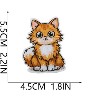 Süßer orangefarbener Katzen-Stickaufnäher DIY Bügelbild Kleidung Abzeichen Dekor