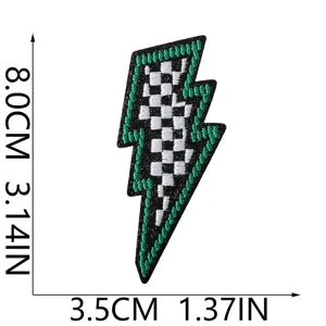 Cooler Blitz Stickaufbau mit schwarzweißem Schachbrettmuster für Kleidung Dekoration.