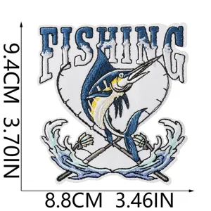 Bestickter Angel Aufnäher Marlin Fisch Abzeichen Applikation für Jacken und Rucksäcke.