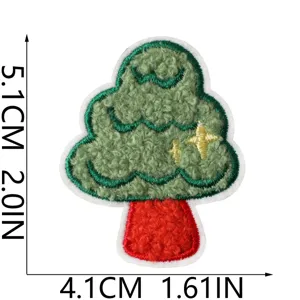 Christmas tree embroidery patch plush cute clothing decoration DIY iron on badge 5.1cm