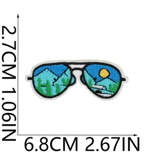 Bestickter Sonnenbrille Aufnäher Landschaft Motiv Bügelbild Kleidung Accessoire DIY