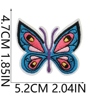 Blaues und rosa Schmetterling gesticktes Stoffaufnäher für Kleidung DIY Dekoration Applikation.