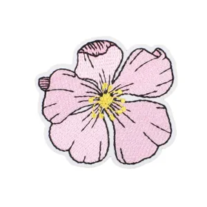 Rosa Blumen bestickter Aufnäher für Kleidung Dekoration, süße Stoffapplikation Abzeichen.