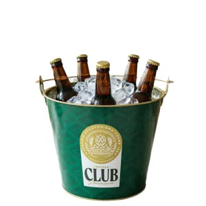 Seau à Glace en Fer Galvanisé Grande Capacité Refroidisseur de Bière Récipient en Métal Avec Poignée Pour Bar Fête Camping Extérieur