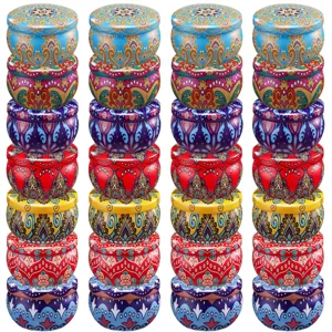 4.4oz scatole di latta metalliche decorative colorato mandala barattoli candele box
