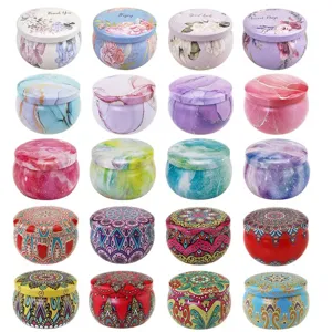 Barattolo di Stoccaggio Rotondo in Metallo Scatola da Tè Caramelle Regalo Vaso di Candela per Aromaterapia Contenitore Vuoto