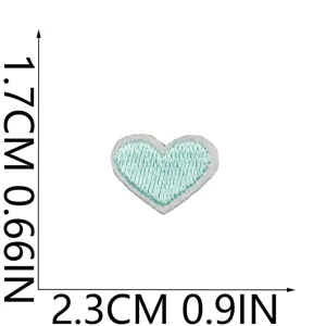 Toppa ricamata cuore verde menta carina vestiti borsa accessorio fai 1,7x2,3cm