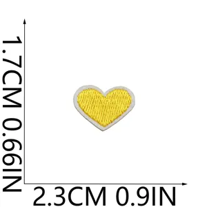 Toppa ricamata a cuore giallo per decorazione vestiti, piccolo distintivo in tessuto, decorazione DIY.