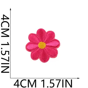 Toppa ricamata con fiori rosa per decorazione vestiti DIY accessorio 4cm dettaglio