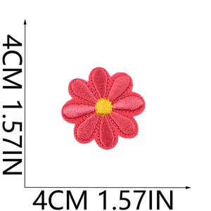 Toppa ricamata fiore rosso termoadesiva applicazione per vestiti borse decoro 4cm