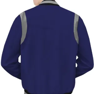 Classic color blocked fleece varsity jacket for men, casual outdoor baseball coat spring.