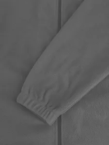 Herren graue Fleecejacke Aermel Detailansicht, Outdoor Freizeit warme Reissverschluss.