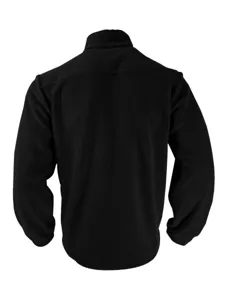 Rückansicht Detail der schwarzen Herren Fleecejacke für Winter Outdoor Stehkragen Top.