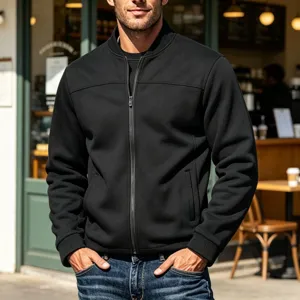 Heren zwarte bomberjack met rits casual bovenkleding stijlvolle retro heren jas.