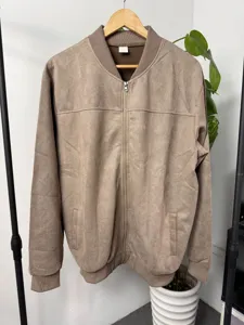 Heren vintage suède bomberjack casual lange mouw jas met ritssluiting voor heren