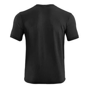 Rückseitiges Detail des schwarzen Eisseide Schnelltrocknend T-Shirts mit Waffelstruktur.