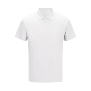 Herren Einfarbig weiß Kurzarm Polohemd, atmungsaktives Freizeit Sommer Top Detailansicht.