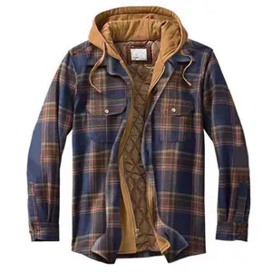 Herren Winter Verdickt Karo Mit Kapuze Baumwolle Gepolsterte Jacke Lässige Langarm Reißverschluss Oberbekleidung Warmer Wintermantel