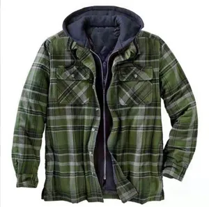 Herren Verdickt Plaid Kapuze Jacke Winter Casual Fleece Gefüttert Langarm Mantel Outwear