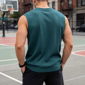 Ανδρικό Αμάνικο Μπλουζάκι Πλεκτό Ριμπ Slim Fit Casual Αθλητικό Γιλέκο Καλοκαίρι