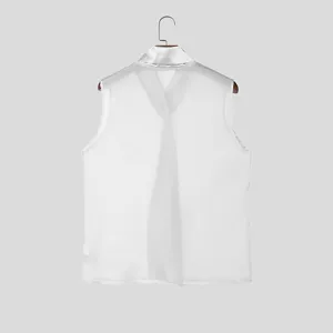 Heren satijn stropdas kraag mouwloos doorzichtige mesh tanktop sexy nachtclub optreden mode bovenkleding