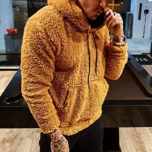 Heren Sherpa Fleece Hoodie Casual Winter Warme Trui met Trekkoord Lange Mouwen Sweatshirt