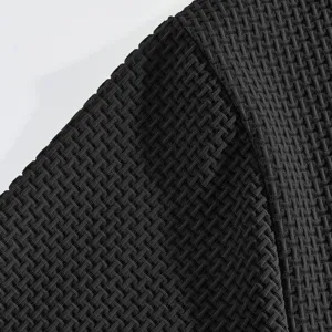 Herren Eisseide schnelltrocknend T-Shirt schwarzer Waffelstoff Detailansicht, atmungsaktiv.
