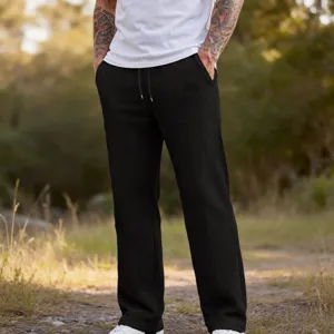 Pantaloni casual da uomo in maglia waffle taglio dritto con coulisse in vita.